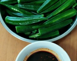 冰镇秋葵--配日本酱油及芥末吃出特别的味道