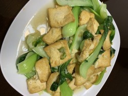 煎豆腐炒小白菜的做法