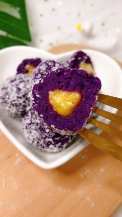 椰蓉紫薯球——紫米夹心的做法