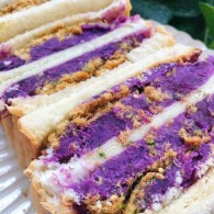 父亲节，给老爸做道菜 紫薯肉松三明治的做法